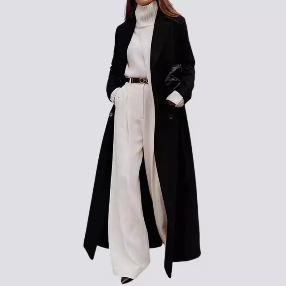 Girlary-shop outfit inspo 2024 Autumn and Winter Women's Casual Long Solid Color Warm Woolen Coat Overcoat