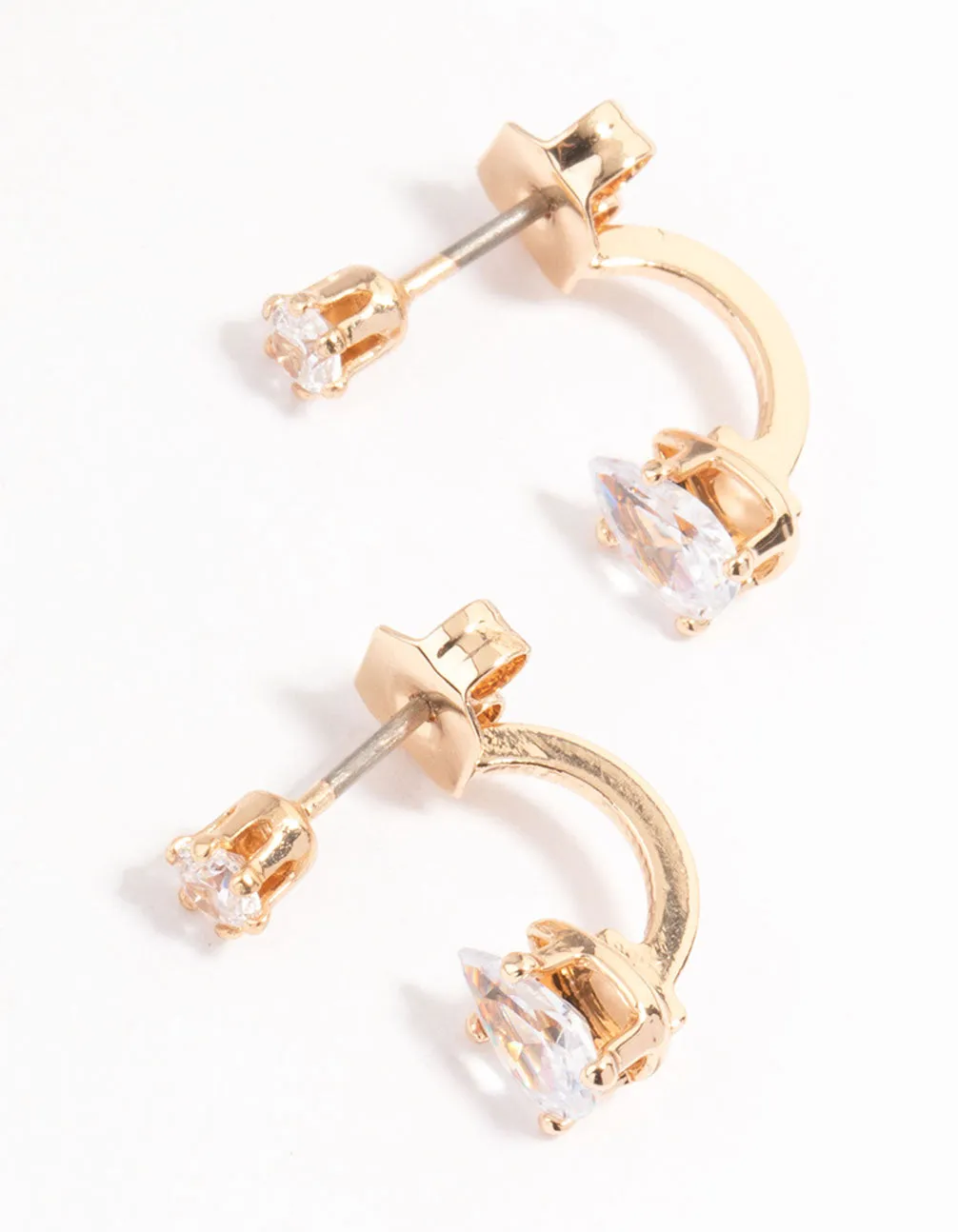 Gold Diamante Pear Ear Jacket Earring