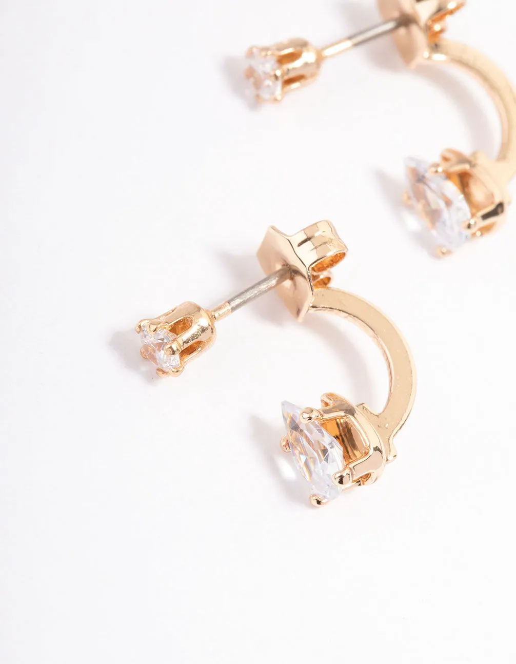 Gold Diamante Pear Ear Jacket Earring