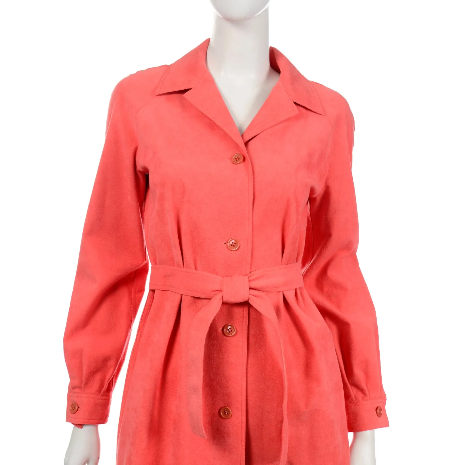 Halston Vintage 1970s Salmon Orange Ultrasuede Coat or Dress