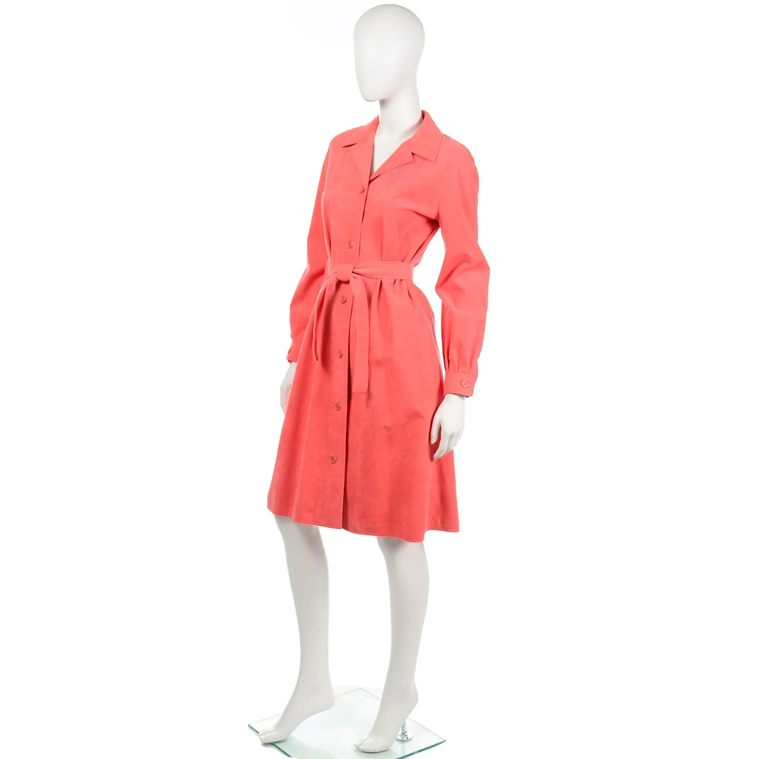 Halston Vintage 1970s Salmon Orange Ultrasuede Coat or Dress