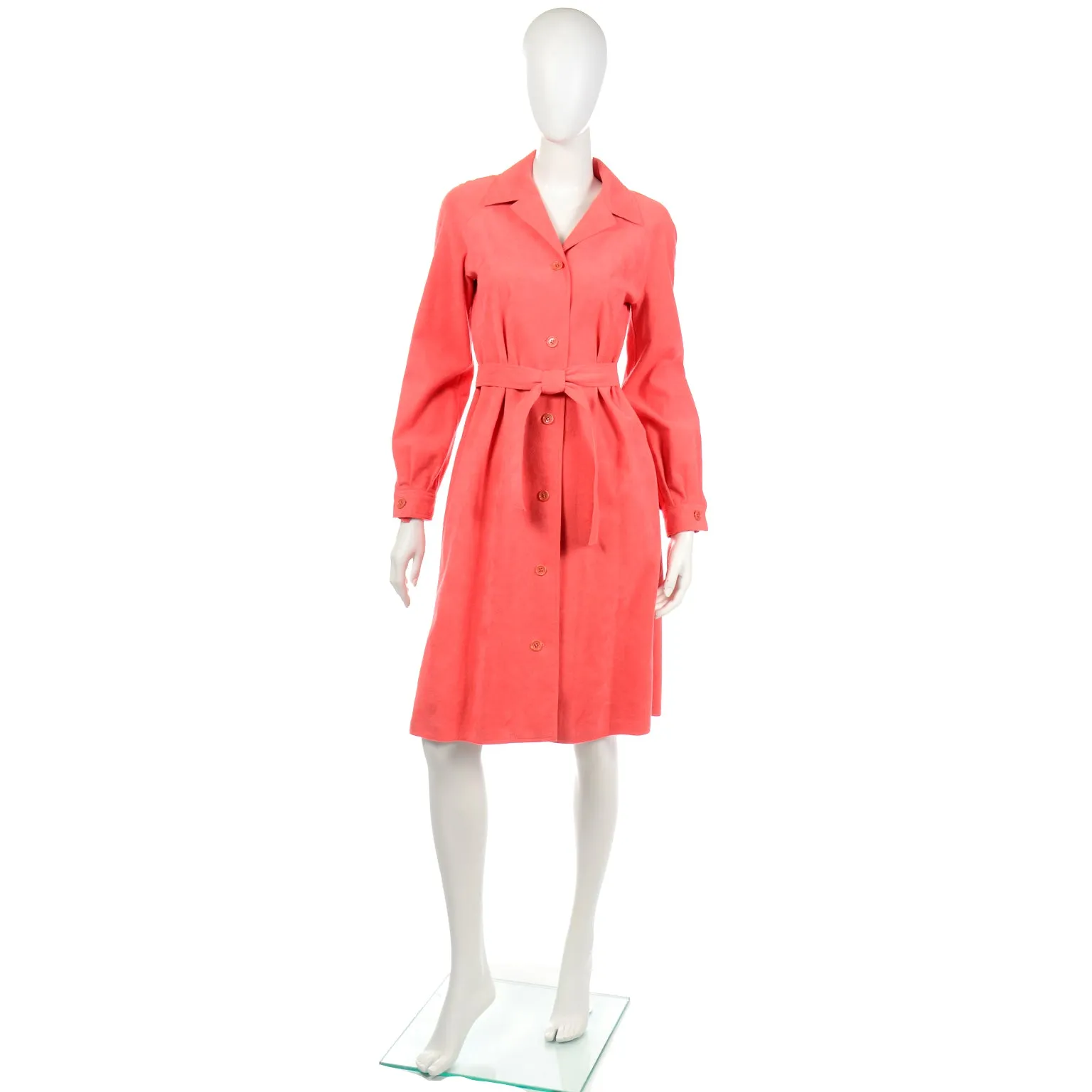 Halston Vintage 1970s Salmon Orange Ultrasuede Coat or Dress