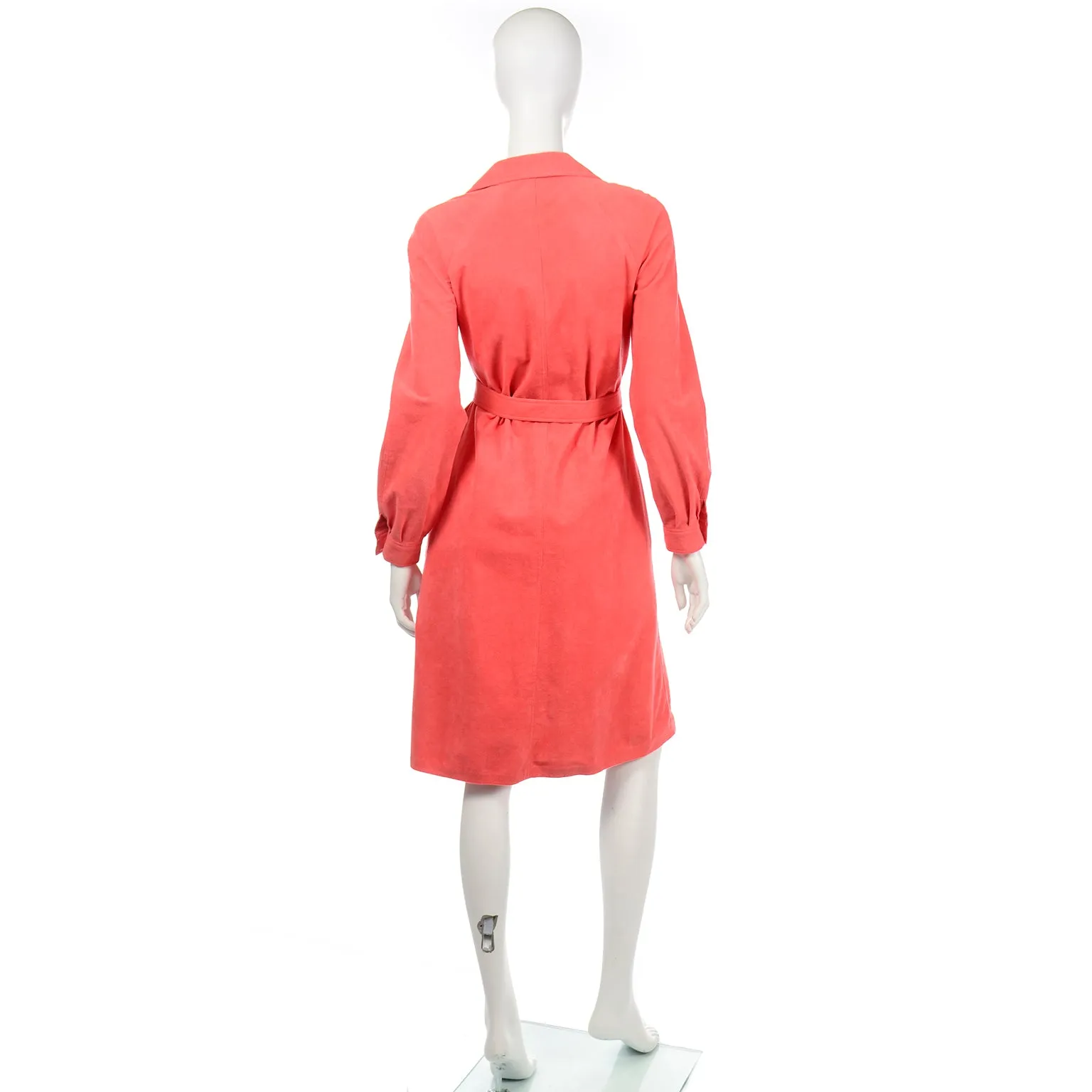 Halston Vintage 1970s Salmon Orange Ultrasuede Coat or Dress