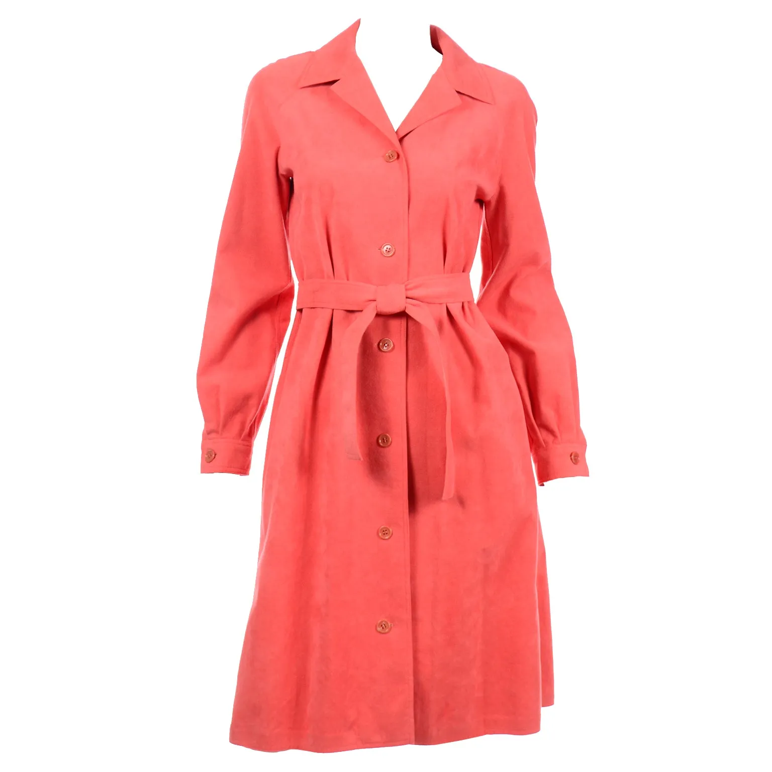 Halston Vintage 1970s Salmon Orange Ultrasuede Coat or Dress