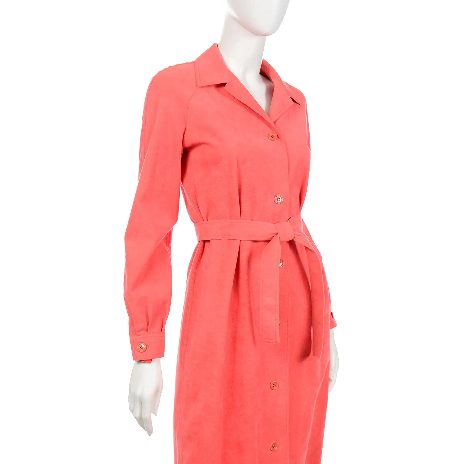 Halston Vintage 1970s Salmon Orange Ultrasuede Coat or Dress