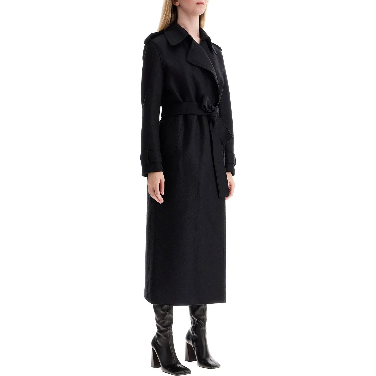 Harris Wharf London pressed wool robe coat with nine words