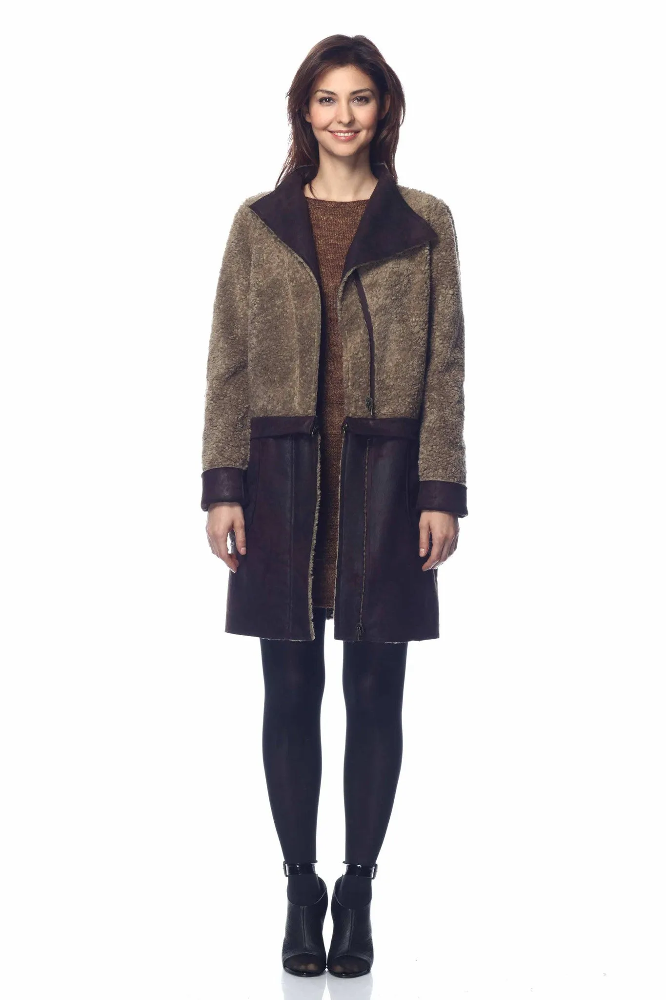 Hayden 6-Way Leather and Faux Shearling Jacket/Coat