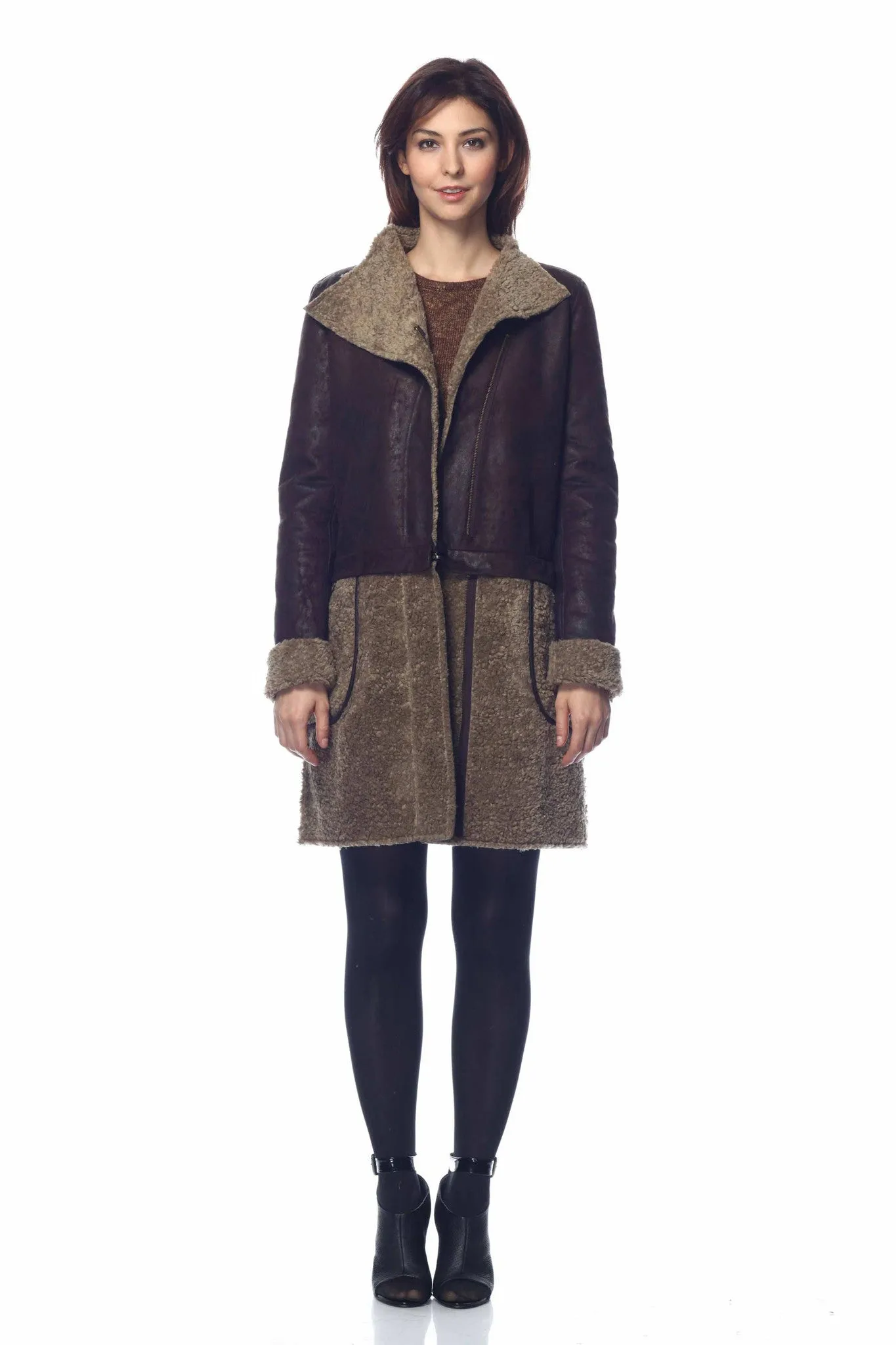 Hayden 6-Way Leather and Faux Shearling Jacket/Coat