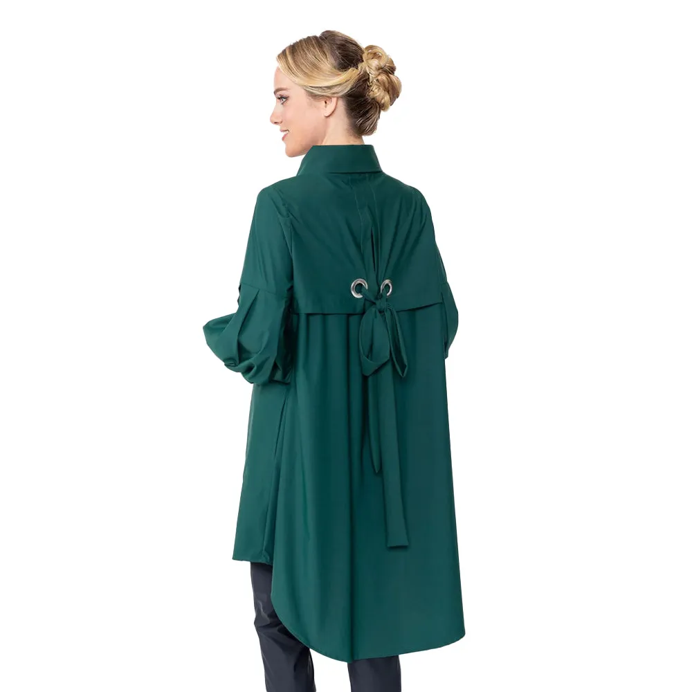 IC Collection High-Low Long Zip Tunic Jacket in Green - 5672J-GN