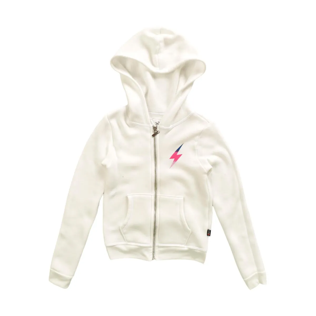 Ivory Hooded Zip Jacket with Ombre Bolt