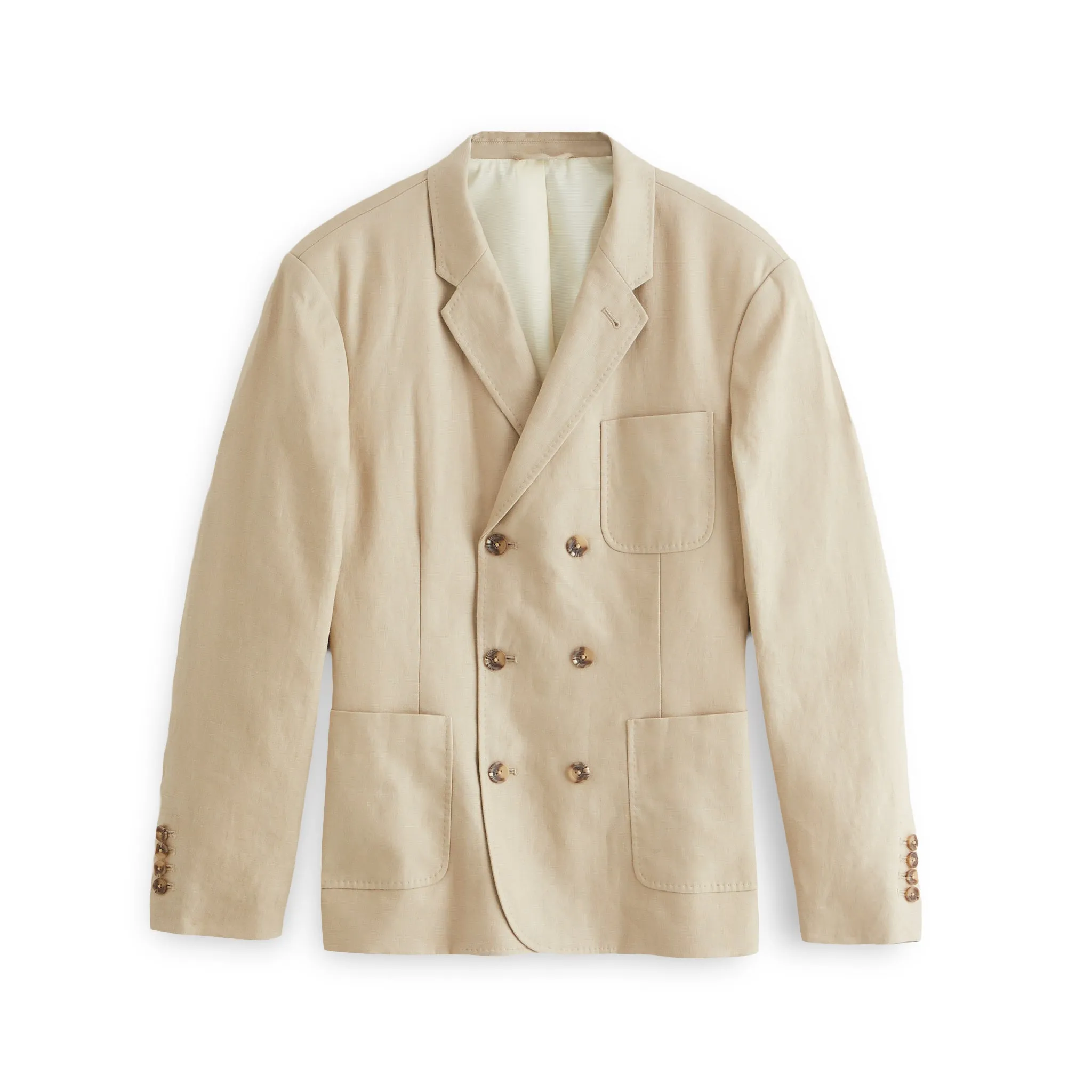 J. Peterman Men's Short Linen Blazer in Natural