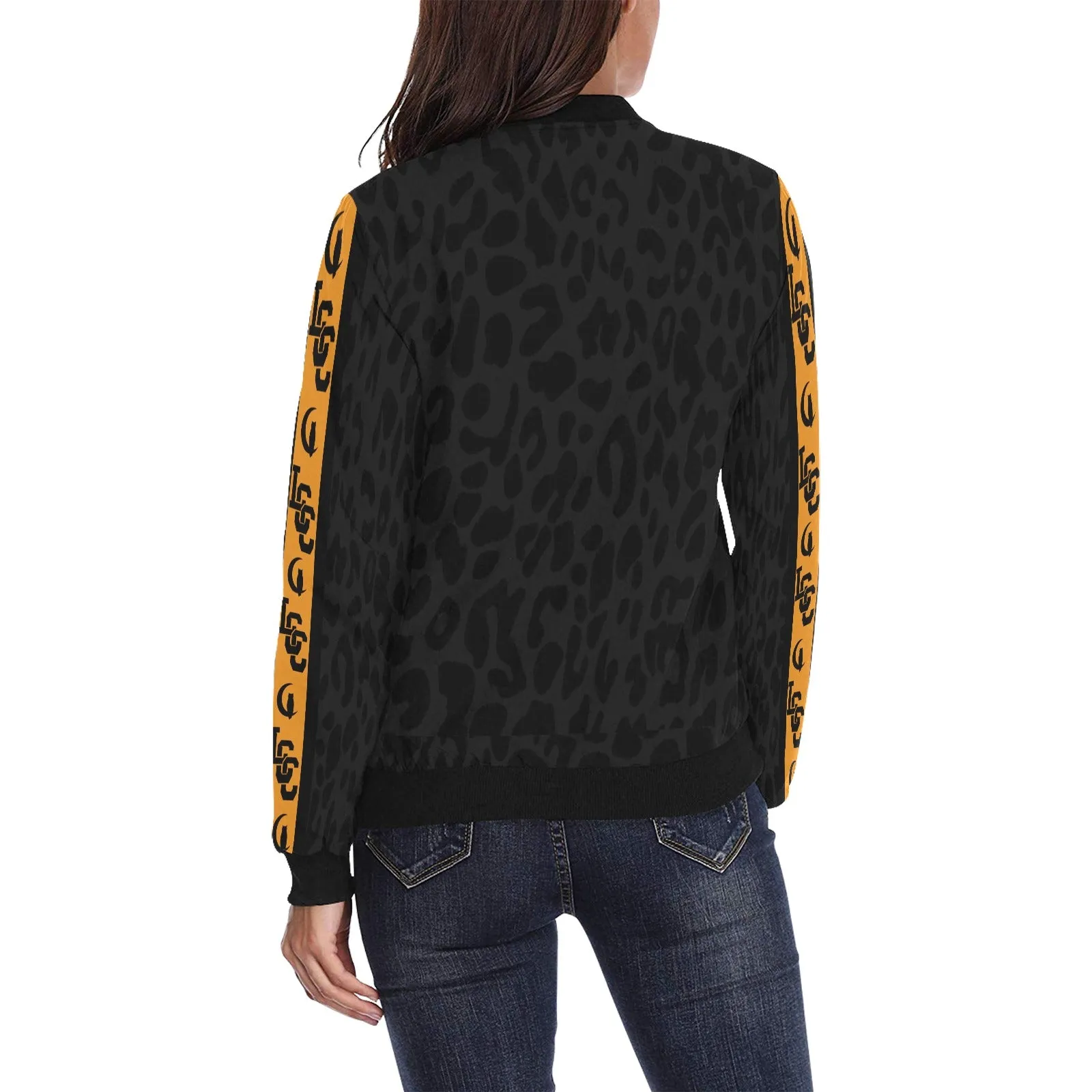 JAGUAR SKIN LCC All Over Print Bomber Jacket for Women