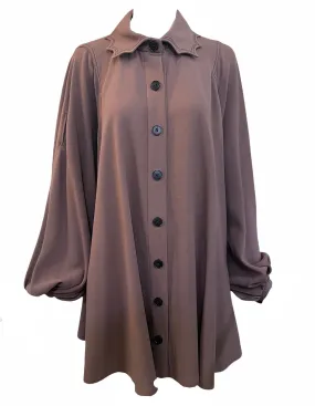 John Bates 70s Mauve Moss Crepe Swing Jacket/Blouse/Tunic