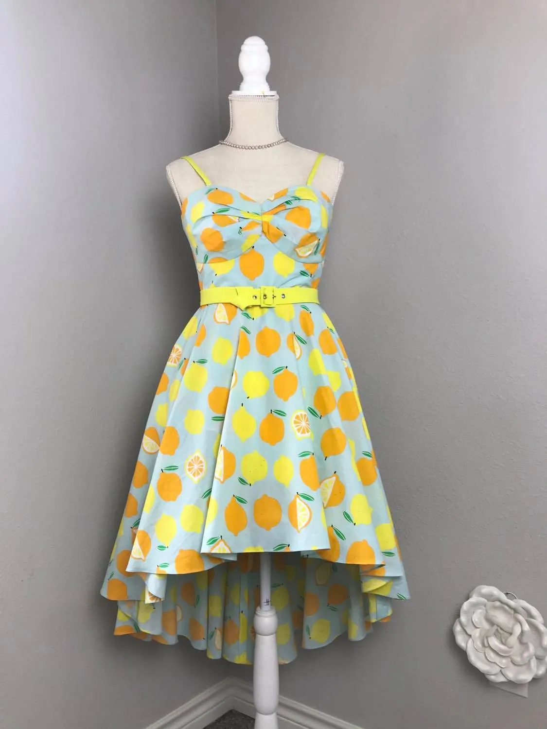 Juliet Dress in Lemon Print cotton size S