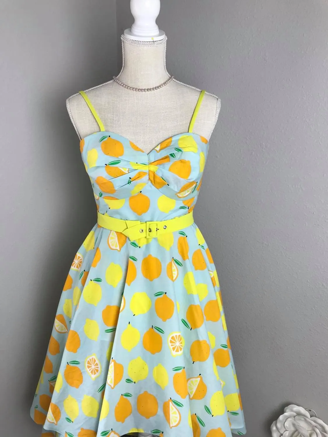 Juliet Dress in Lemon Print cotton size S