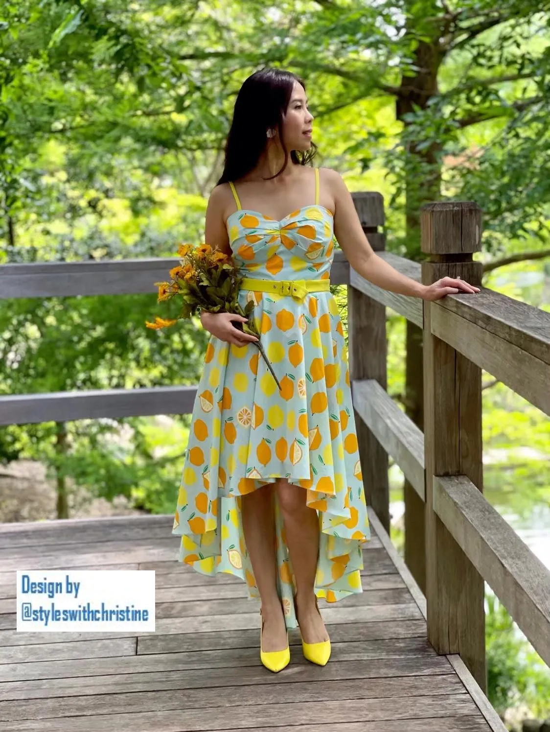 Juliet Dress in Lemon Print cotton size S