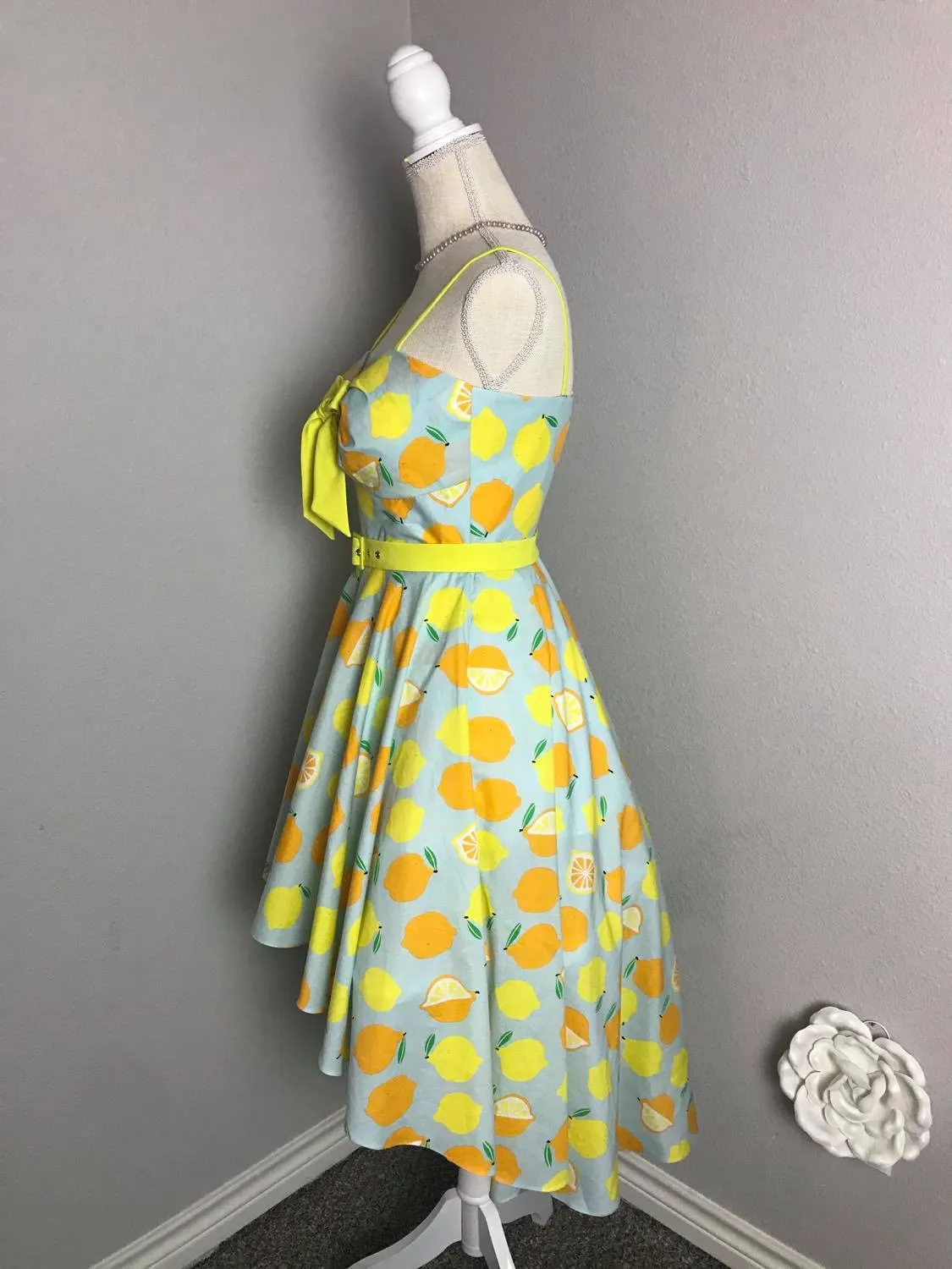 Juliet Dress in Lemon Print cotton size S