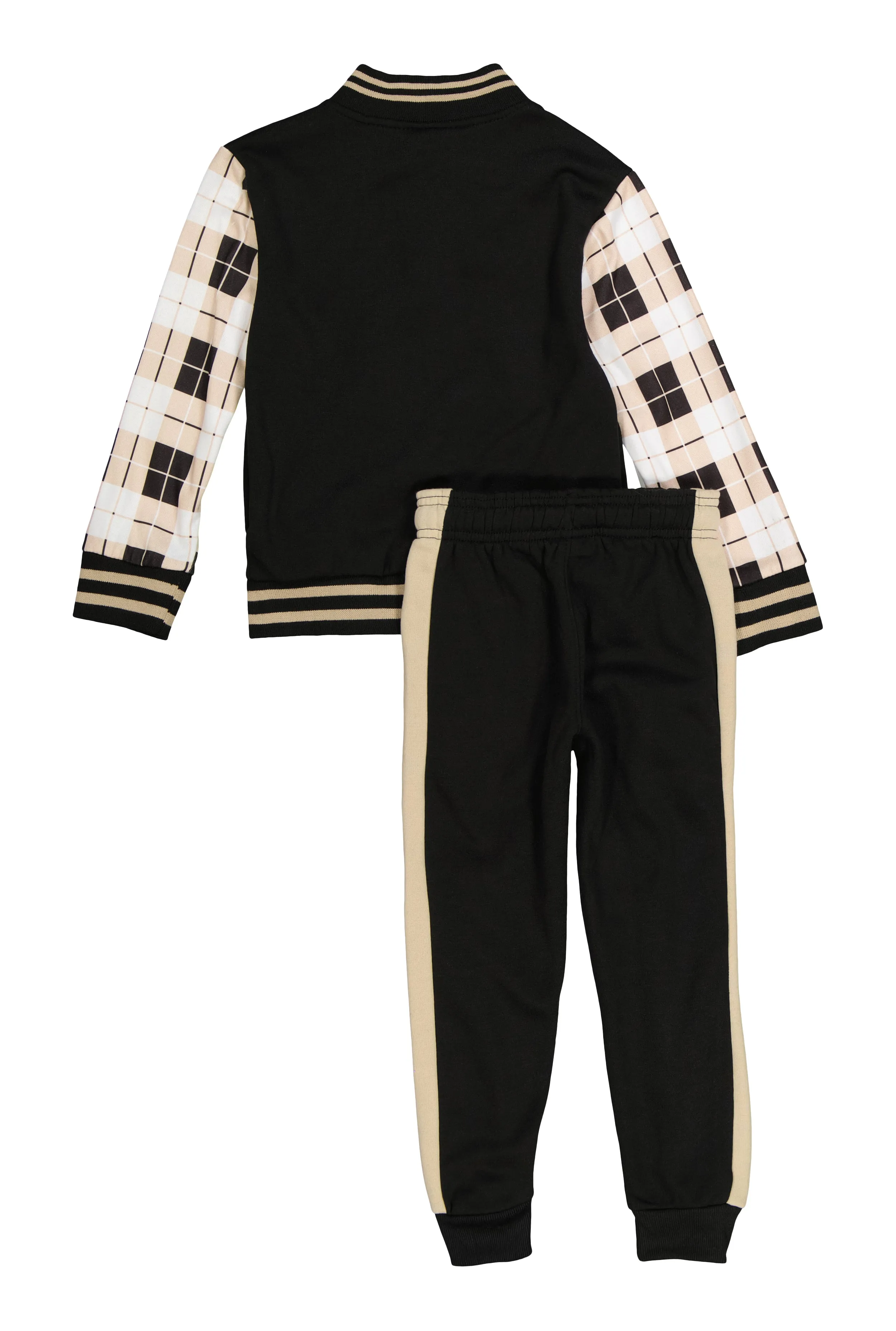 Little Boys V Initial Color Block Varsity Jacket and Joggers