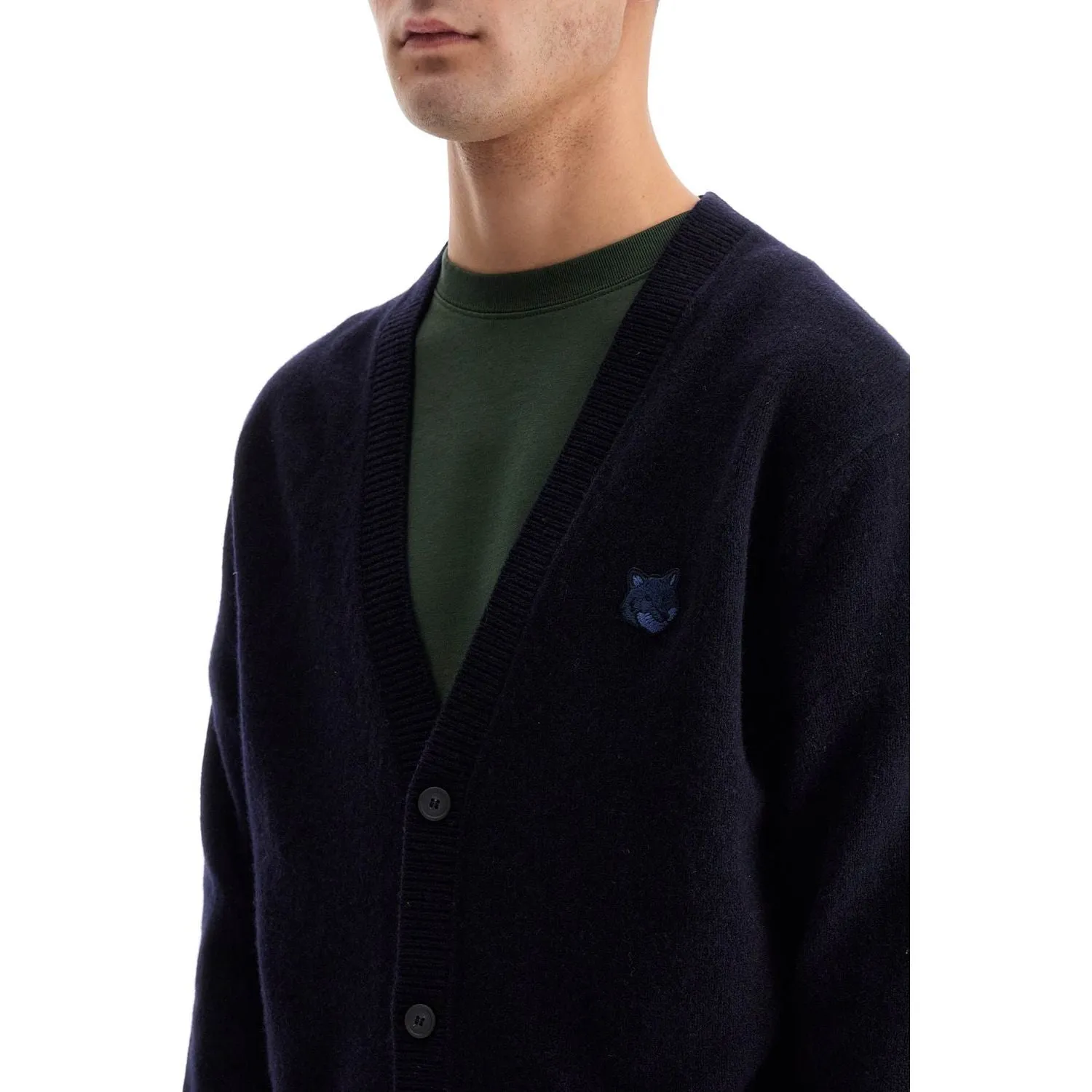 Maison Kitsune bold fox head wool cardigan