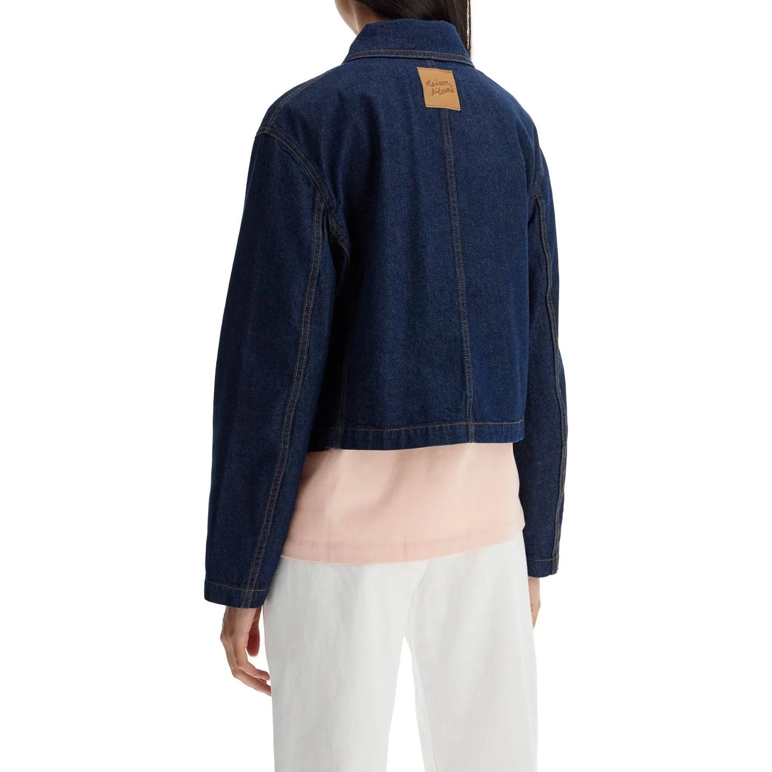 Maison Kitsune cropped denim jacket for women