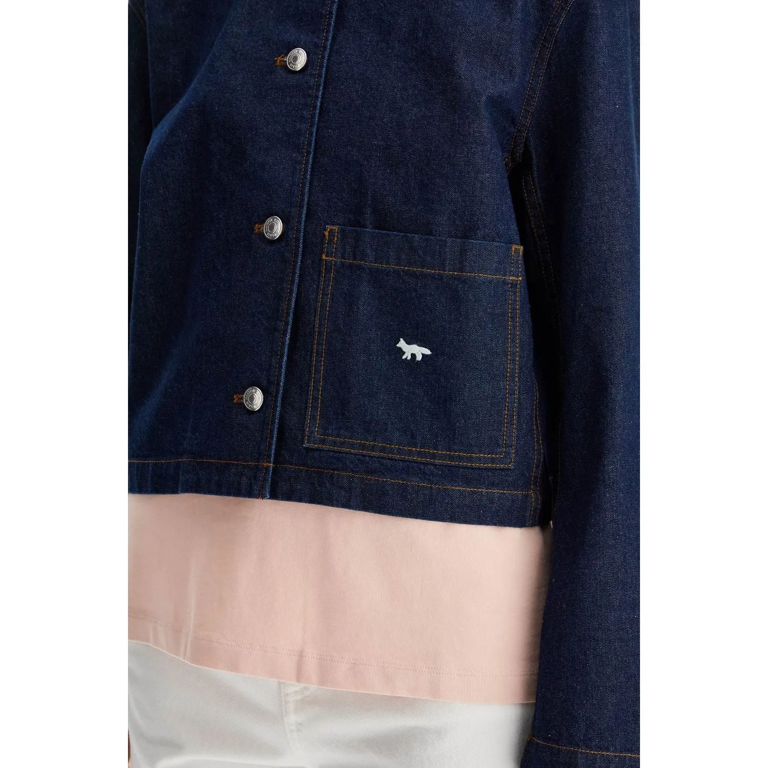 Maison Kitsune cropped denim jacket for women