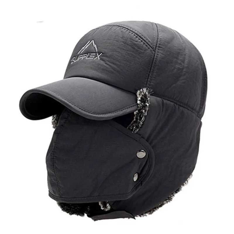 Men's Ear Protection Face Bomber Hats Thicker Plus Velvet Warm Woman Winter Hat Resist The Snow Male Bone Cap Ski Hat