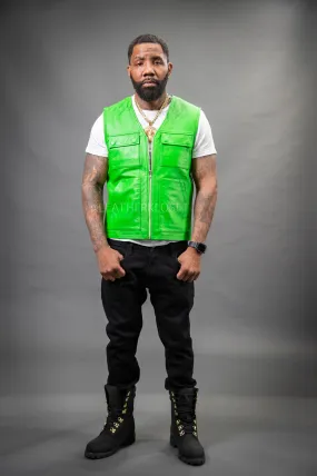 Men's Leather Brooklyn Vest [Green]