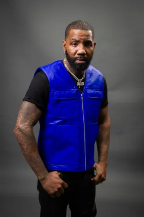 Men's Leather Brooklyn Vest [Royal Blue]