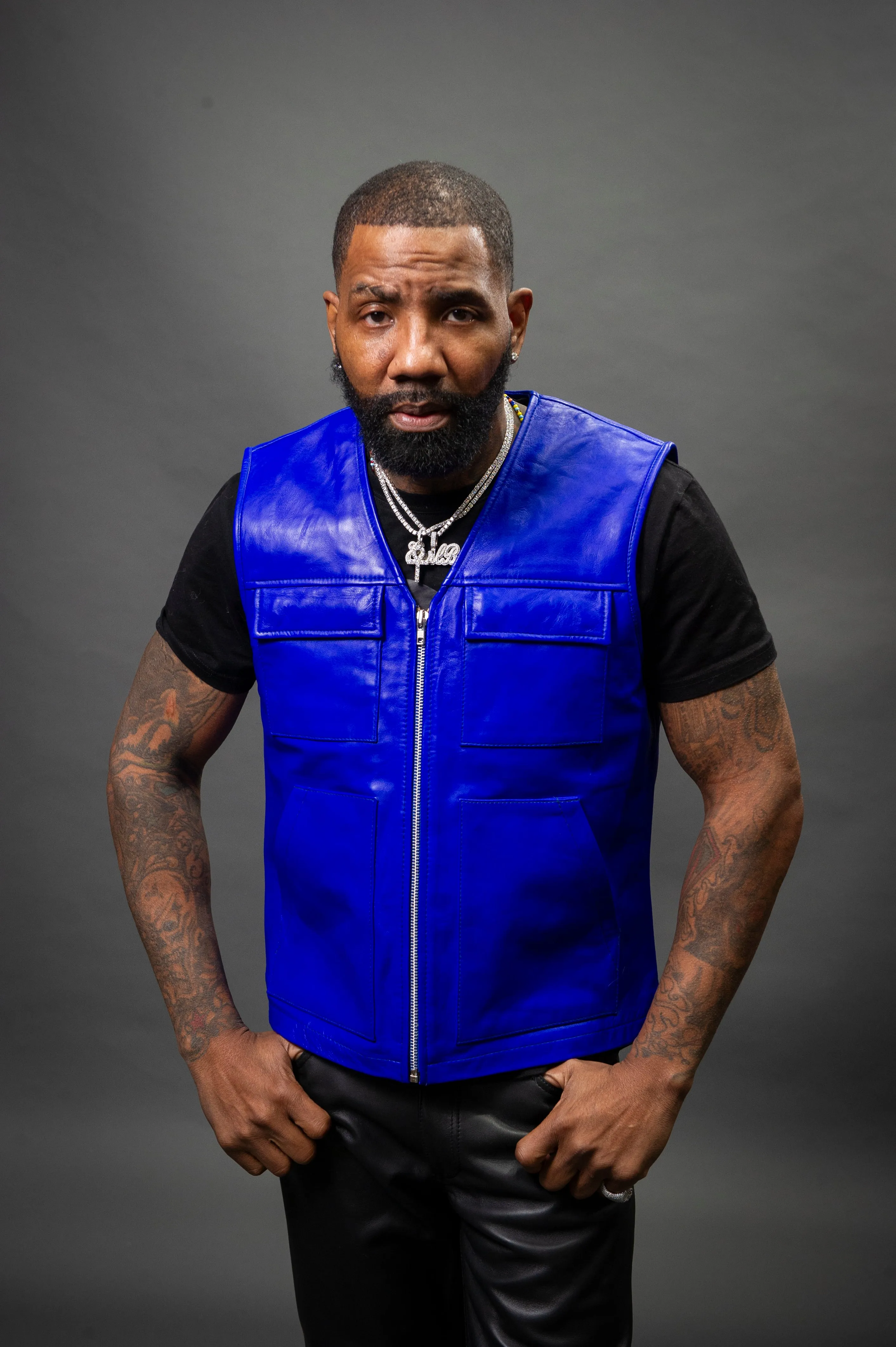 Men's Leather Brooklyn Vest [Royal Blue]