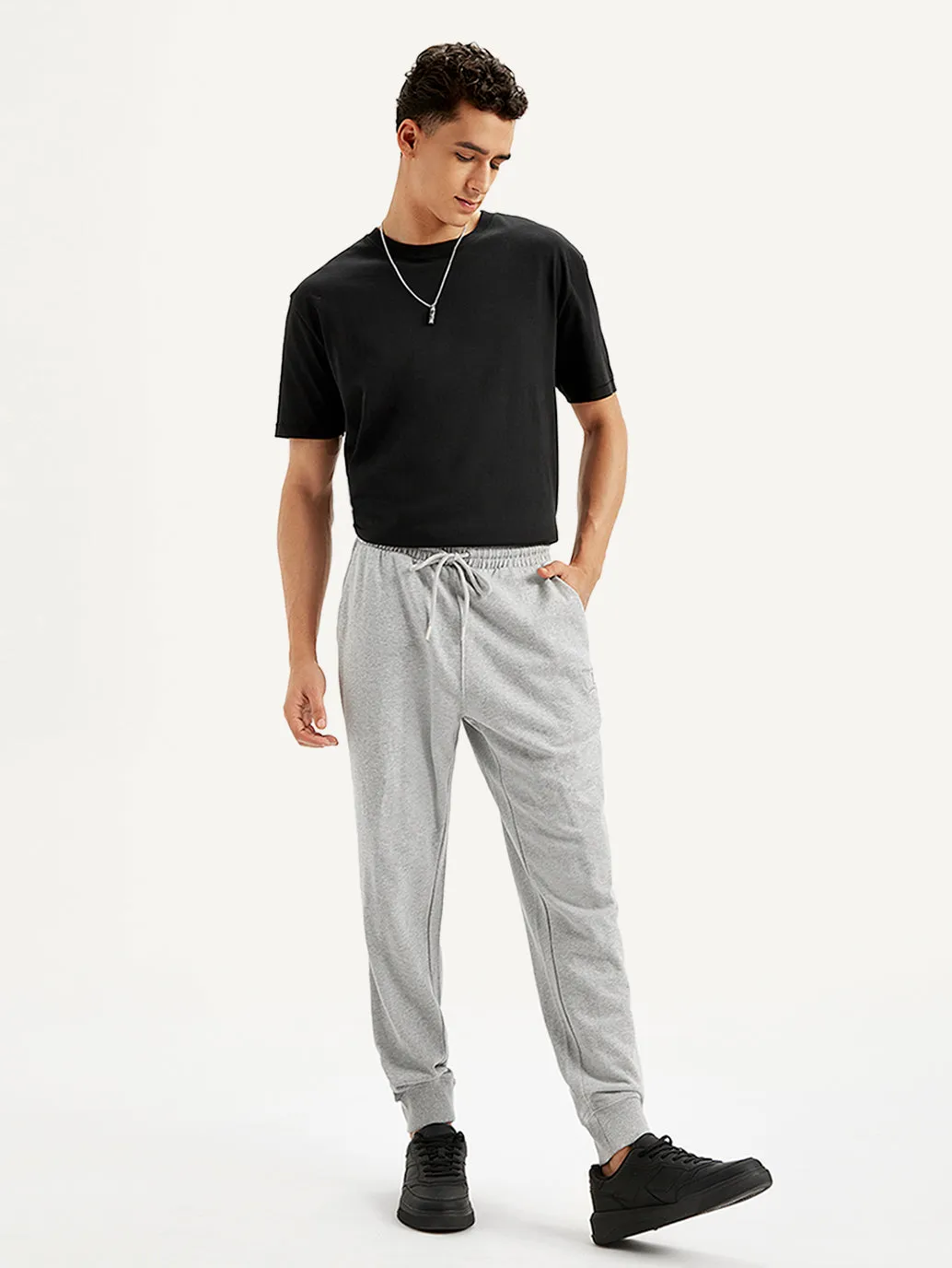 Men's Light Grey Regular Fit Joggers