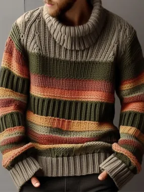 Men's Turtleneck Striped Sweater