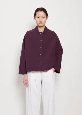 Mini Collar Linen Cotton Jacket — Aubergine