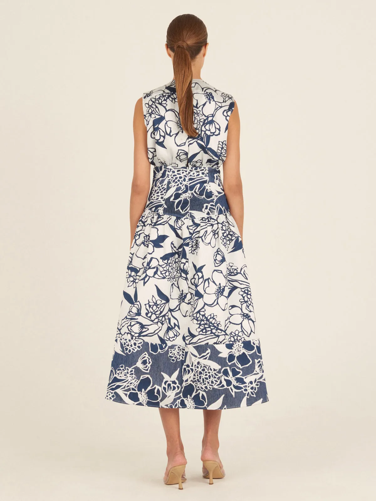 Nayla Dress Navy Whimsical Garden