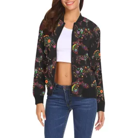 Neon Floral Animals Bomber Jacket for Women