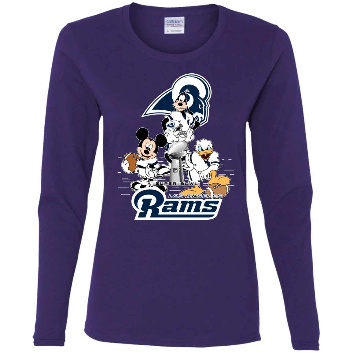 Nfl – Los Angeles Rams Donald Duck Goofy Mickey Mouse Super Bowl 2019 Football Women Long Sleeve Shirt