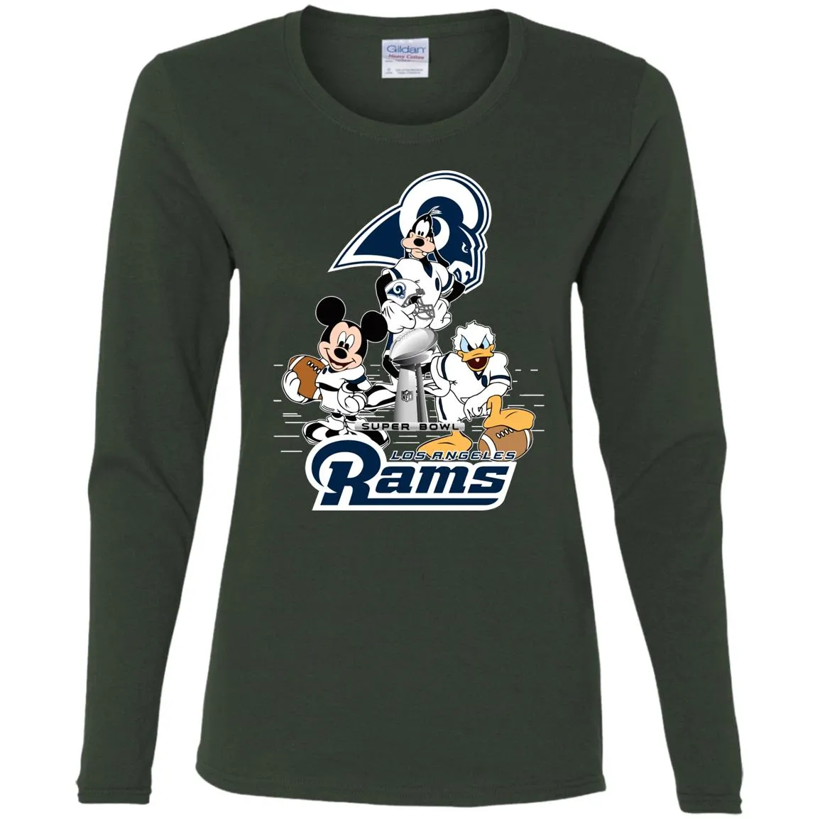 Nfl – Los Angeles Rams Donald Duck Goofy Mickey Mouse Super Bowl 2019 Football Women Long Sleeve Shirt