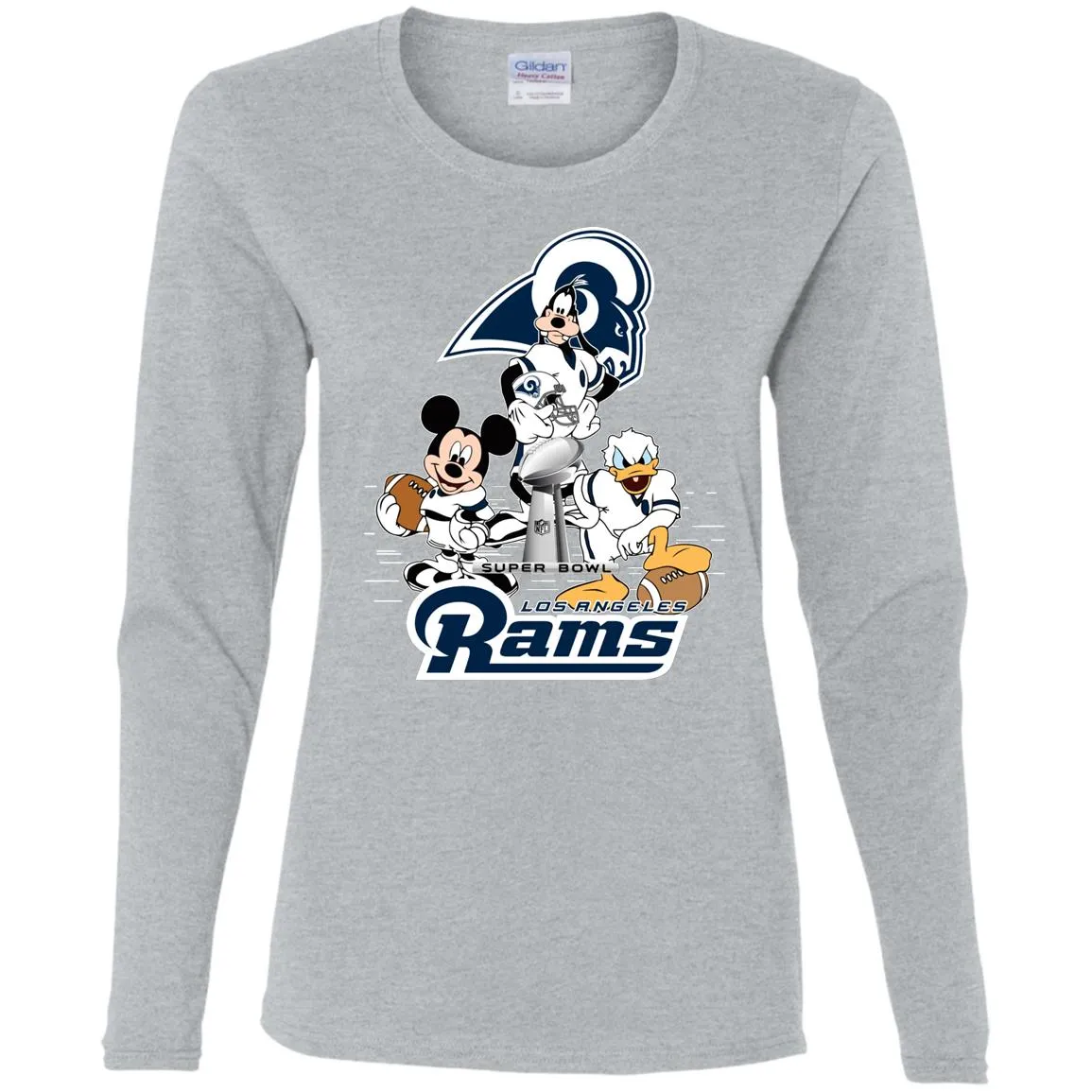 Nfl – Los Angeles Rams Donald Duck Goofy Mickey Mouse Super Bowl 2019 Football Women Long Sleeve Shirt