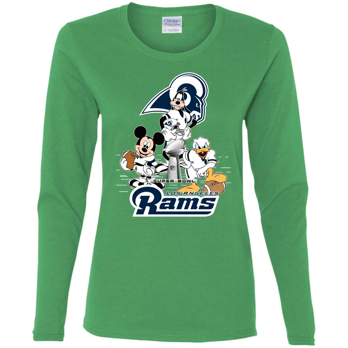 Nfl – Los Angeles Rams Donald Duck Goofy Mickey Mouse Super Bowl 2019 Football Women Long Sleeve Shirt