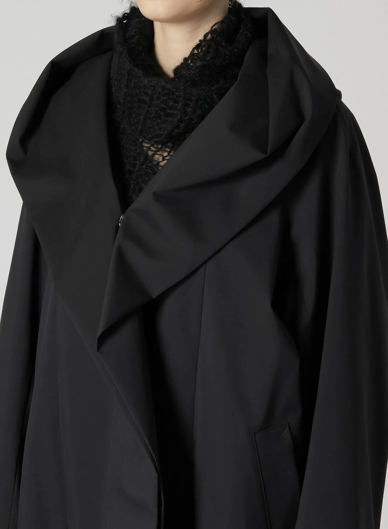 NY TAFFETA 3L R-HOODED CAPE COAT