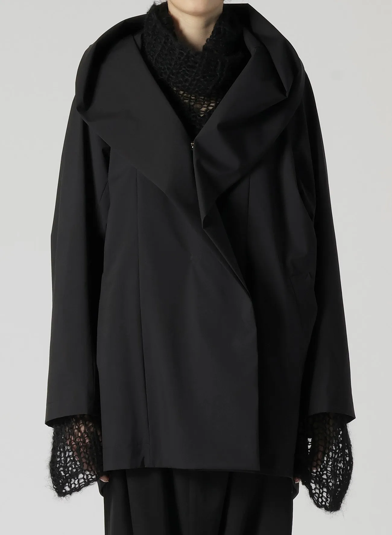 NY TAFFETA 3L R-HOODED CAPE COAT