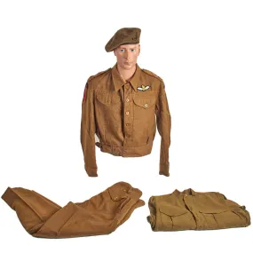 Original British WWII 21st Army Group Royal Artillery P-40 “Battledress” Uniform Set - Beret, Tunic, Shirt, Trousers