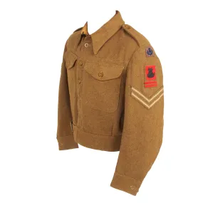 Original British WWII Era 56th London Infantry Division Battledress Uniform Tunic With Period Applied Insignia