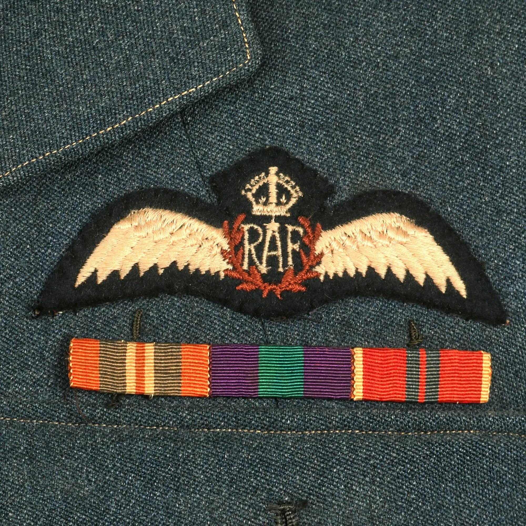 Original British WWII Royal Air Force Named Squadron Leader Pilot’s Uniform Jacket & Breeches - RAF Pilot’s Wings and Ribbon Bar