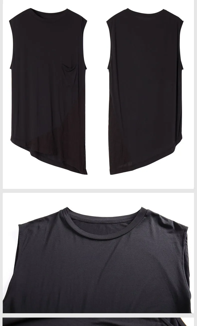 Original Design Men's Sleeveless T-shirt Top Loose Shoulder Vest