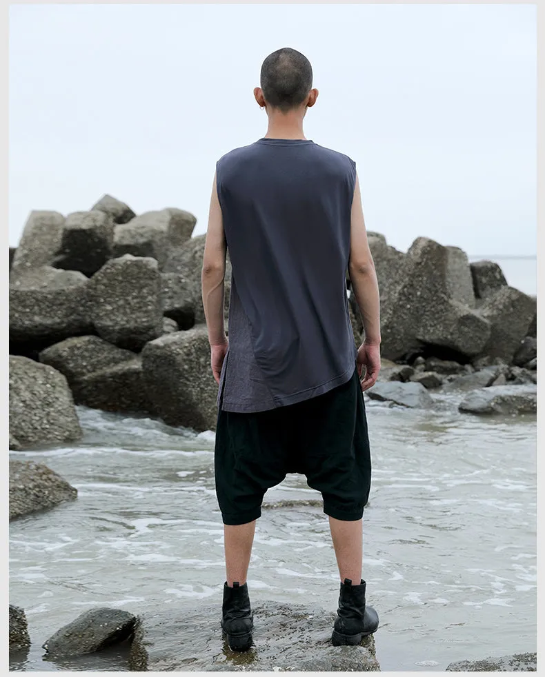 Original Design Men's Sleeveless T-shirt Top Loose Shoulder Vest