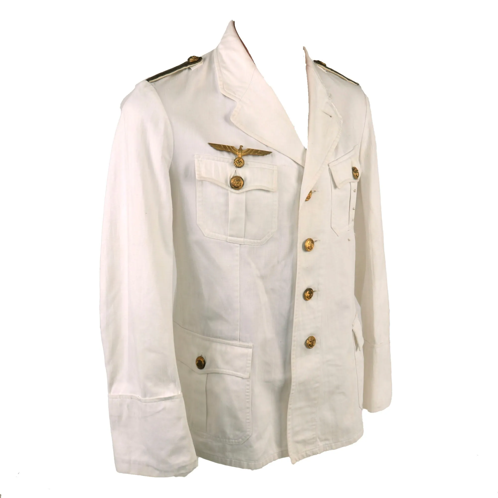 Original German WWII Kriegsmarine U-boat U-356 Officer Candidate White Summer Uniform Tunic Named to Fähnrich zur See Walter Lohmann