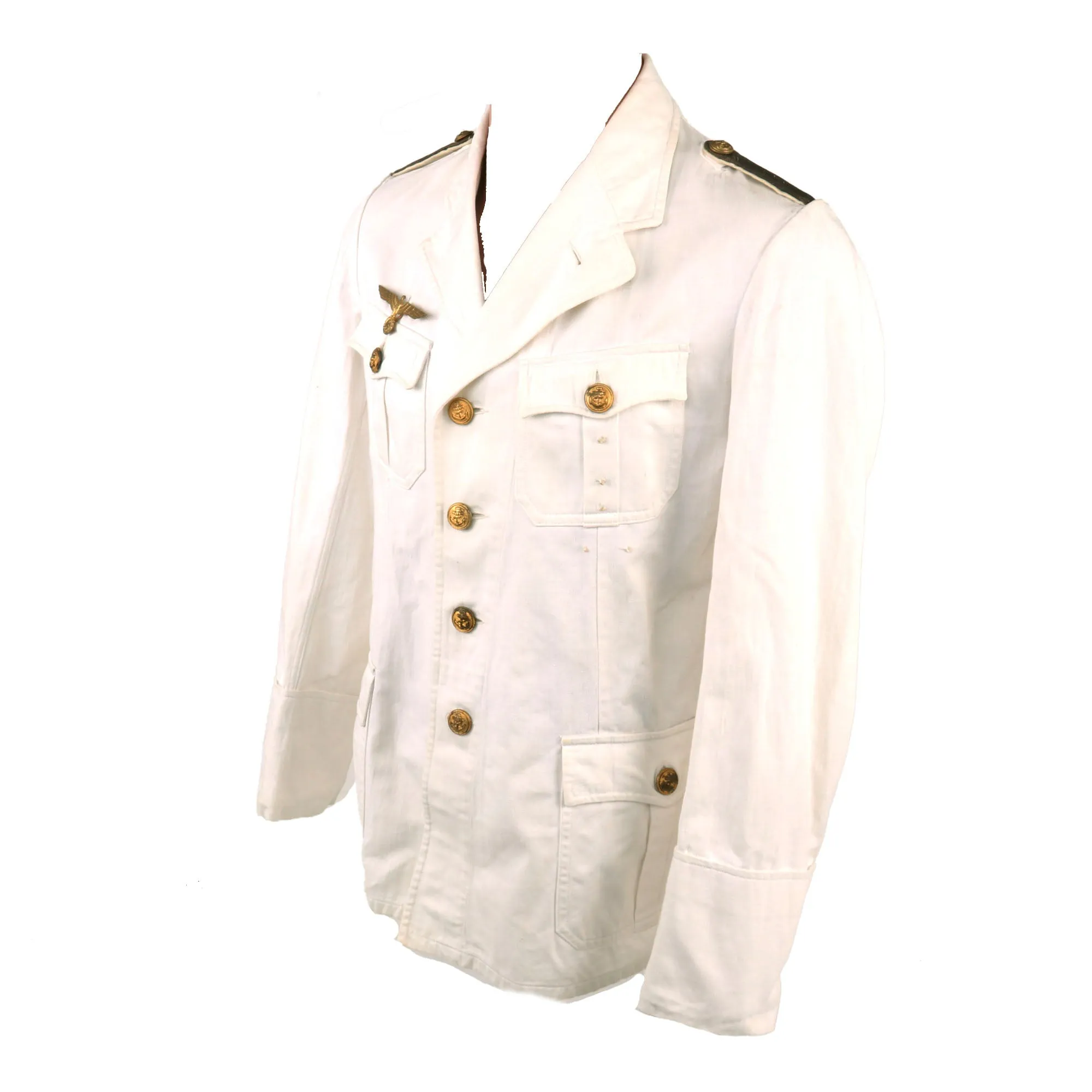 Original German WWII Kriegsmarine U-boat U-356 Officer Candidate White Summer Uniform Tunic Named to Fähnrich zur See Walter Lohmann