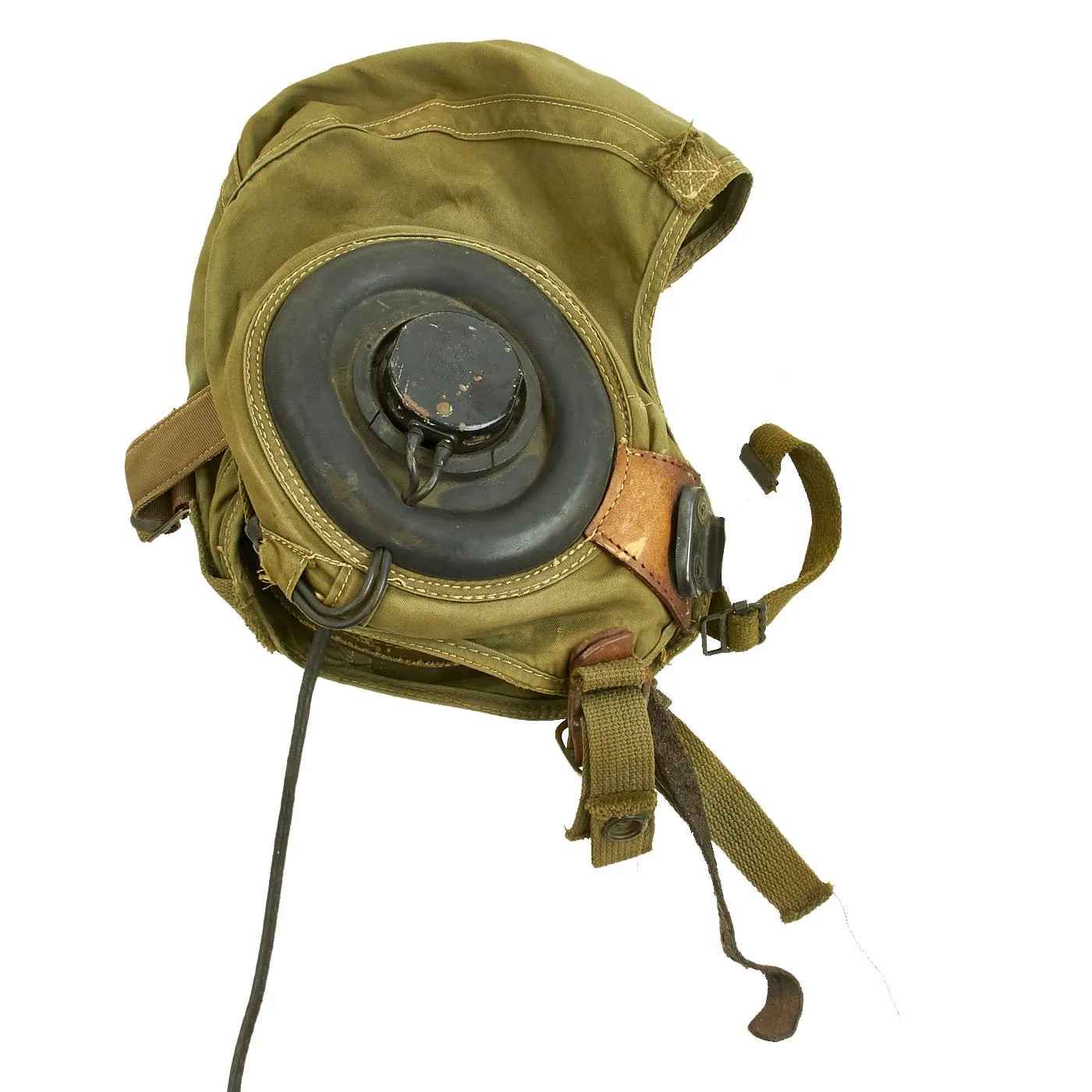 Original U.S. WWII USAAF Bomber Crew M3 Steel FLAK Helmet with A-14 Oxygen Mask and Inner Flight Helmet