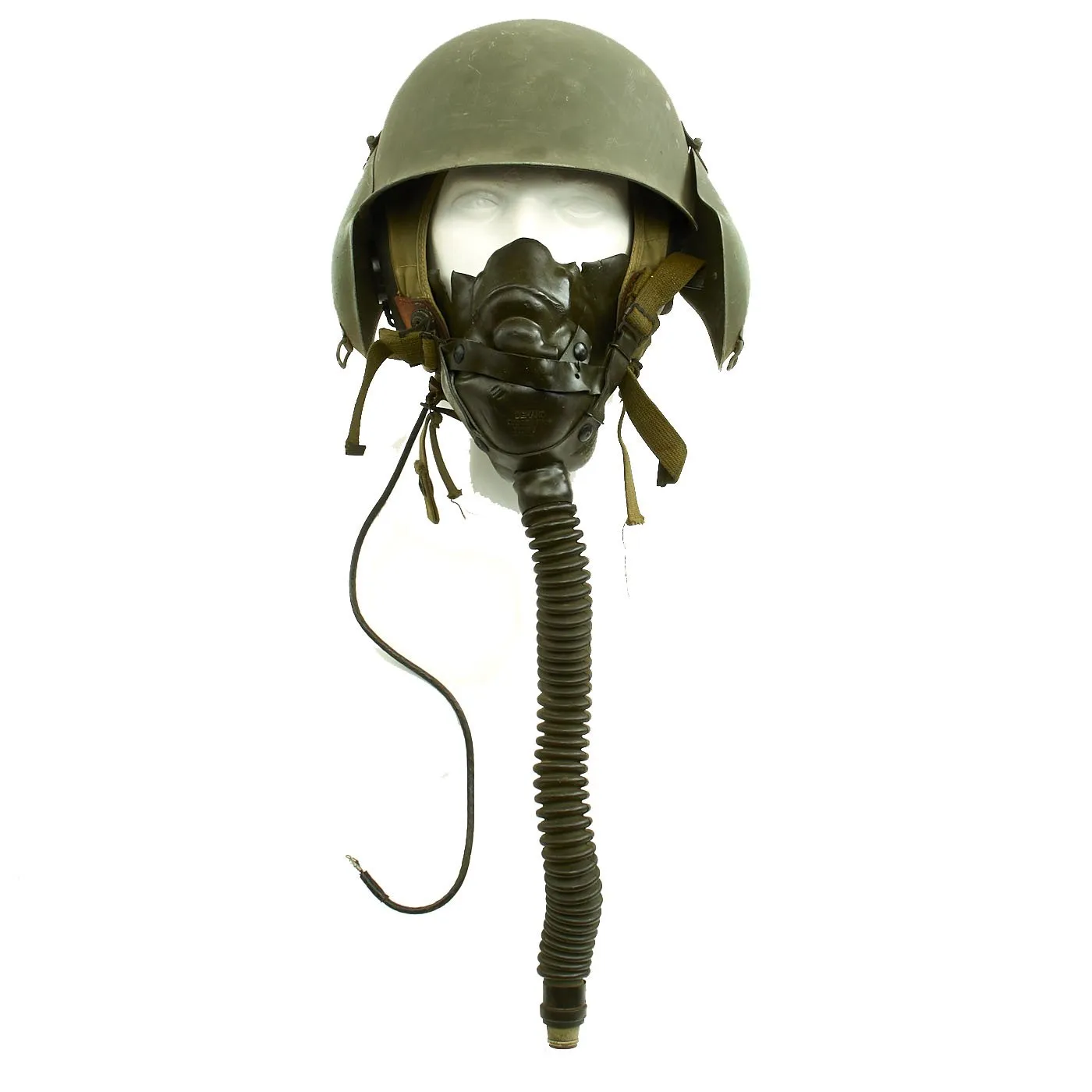 Original U.S. WWII USAAF Bomber Crew M3 Steel FLAK Helmet with A-14 Oxygen Mask and Inner Flight Helmet