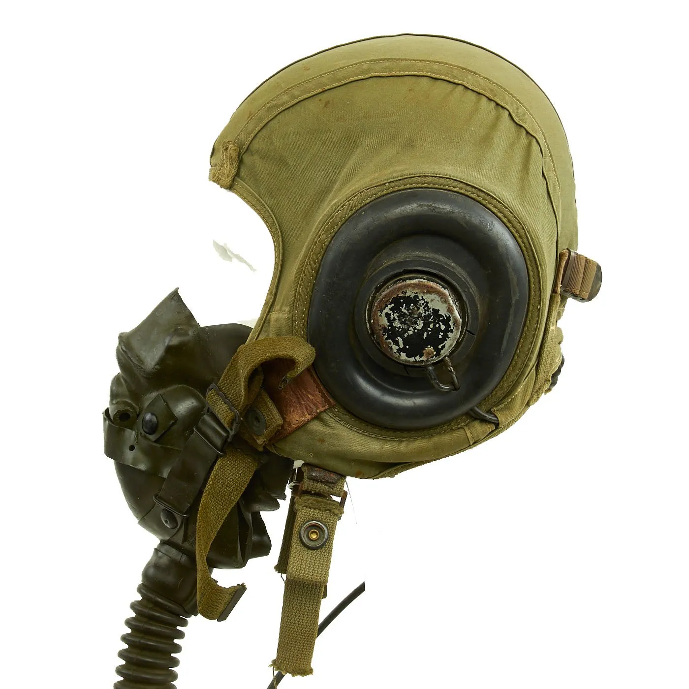 Original U.S. WWII USAAF Bomber Crew M3 Steel FLAK Helmet with A-14 Oxygen Mask and Inner Flight Helmet